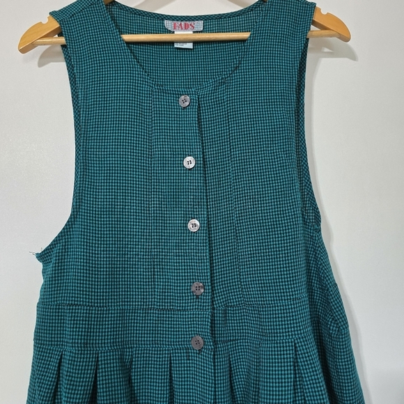 Vintage Checkered Pleated Buttoned Midi Sundress - Picture 5 of 7